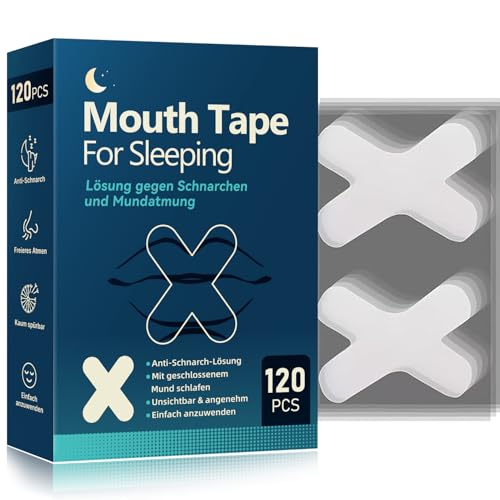 Mundpflaster Schlafen,120 Stück Mouth Tape for Sleeping, Anti Schnarch,Schnarchpflaster - gegen Schnarchen, Mundtapes zum schlafen,Mund Tape für weniger Schnarchen & besseren Schlaf durch Nasenatmung