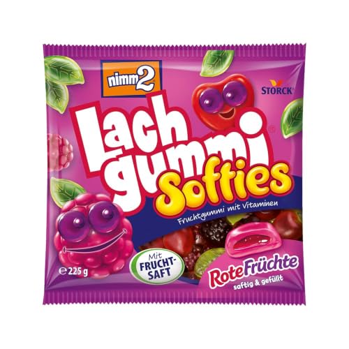 nimm2 Lachgummi Softies Rote Früchte, gefüllte Fruchtgummis - 1 x 225 g