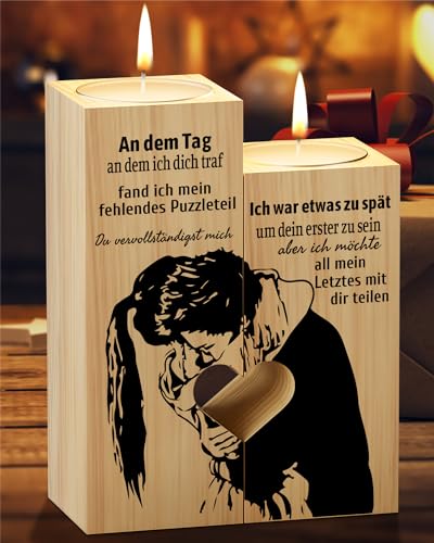 PRSTENLY Jahrestag Geschenk für Sie Ihn, Kerzenständer mit Ich Liebe Dich Geschenke für Frauen Männer, Valentinstag Hochzeitstag Geschenk für Partner Paare Frau Ehefrau, Valentinstagsgeschenk