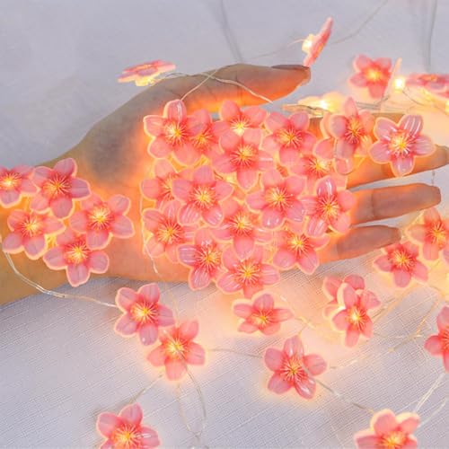 KOBOKO Lichterkette Kirschblüten, 2m 20 LED Lichterketten Innen Batterie, Lichterkette Blumen Girlande, Lichterkette Frühling Deko,Lichterkette Rosa für Mädchen-Schlafzimmer,Hochzeit,Garten Dekoration