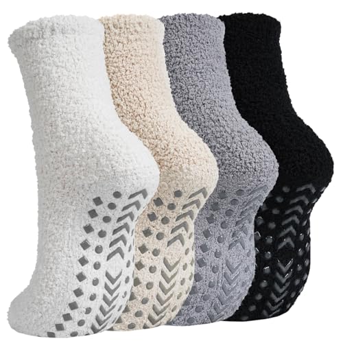 Caldodo Warme Kuschelsocken Stoppersocken Damen 36-42, Flauschige Kuschel Socken Antiruschsocken mit Noppen, Rutschfeste Bettsocken Haussocken Wintersocken für Frauen Mädchen