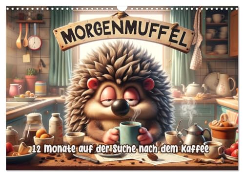 Morgenmuffel: 12 Monate auf der Suche nach dem Kaffee (Wandkalender 2025 DIN A3 quer), CALVENDO Monatskalender: Jahr voller Kaffee & Gähnen (CALVENDO Spass)