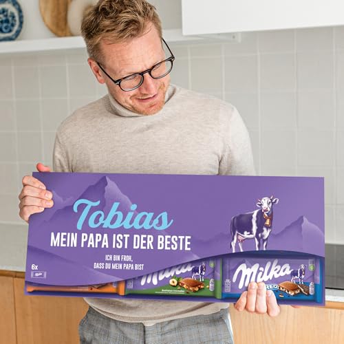 Riesen Milka Schokoladentafel personalisiert mit Botschaft - Vatertagsgeschenk für Papa, personalisierte geschenke mit Milka Schokoladentafeln (6 Tafeln)