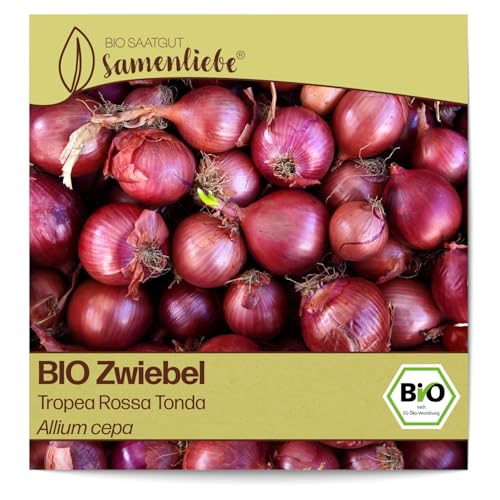 Samenliebe BIO Zwiebel Samen alte Sorte Tropea Rossa Tonda 200 Samen samenfestes Gemüse Saatgut für Gewächshaus und Freiland BIO Gemüsesamen