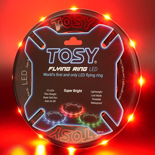 TOSY Flying Ring – 12 einfarbige LEDs, superhell, Lost-Mode, Auto-Aufleuchten, Ostergeschenk, sicher, wasserdicht, Spielzeug für Pool/Strand/Camping (Blau)