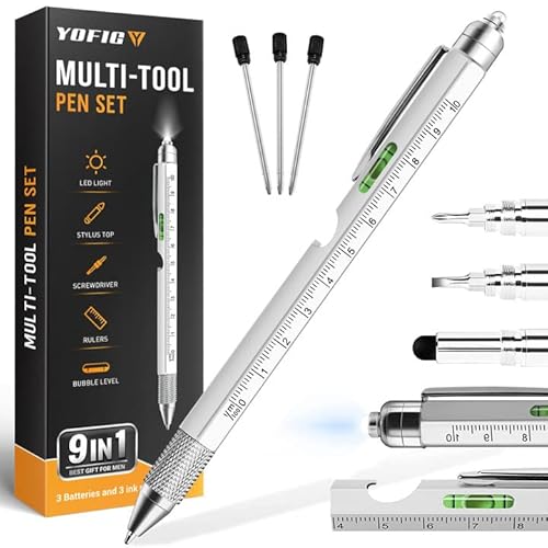 YOFIG Geschenke für Männer, Vatertagsgeschenk, Vatertagsgeschenke für Papa, 9 IN 1 Multifunktions Kugelschreiber Gadgets für Männer, Männer Geschenke für Papa, Geburtstagsgeschenk für Männer