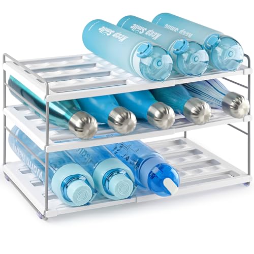 mepure Flaschen Organizer – Ausziehbares & Verstellbares Flaschenregal Schrank (26.5–42 cm), Flaschenhalter für Wasserflaschen & Trinkflaschen Aufbewahrung