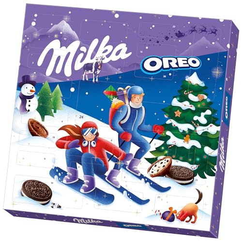 Milka & OREO Adventskalender – Weihnachtskalender mit Schokolade und OREO Keksen – 284g