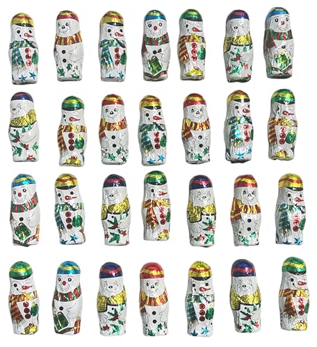 Weihnachtsdeko Sparpack, 30 Schneemänner aus Schokolade einzeln verpackt, 210g CAPTAIN PLAY Nikolaus Schokolade zum Verzieren und Dekorieren