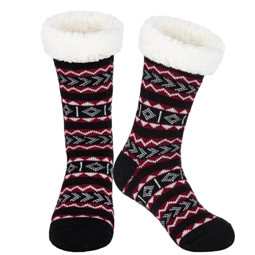 Justay Sowarm Kuschelsocken für Herren Hüttensocken Warme Stoppersocken Flauschig Socken Wintersocken Dicke Socken Weihnachtssocken