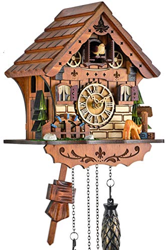 Eble Kuckucksuhr Kuckuckuhr Echtholz NEU batteriebetriebenes Quartzwerk Musik Kuckuckruf Schwarzwaldhaus 23cm- 60840000