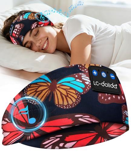 LC-dolida Schlafkopfhörer Bluetooth Stirnband Kopfhörer, Schlafkopfhörer Seitenschläfer Schlaf zum Kopfhörer 15+Std Playtime Schlafstirnband mit HiFi-Stereo für Sport Training,Joggen,Yoga,Reisen