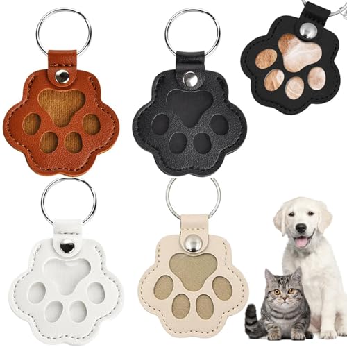 XUDUOO 4 Stücke Schlüsselanhänger für Tierhaare, Tierhaar Erinnerung, Schlüsselanhänger zum Sammeln von Katzen- und Hundehaaren, Kreatives Gedenkgeschenk für Tierliebhaber