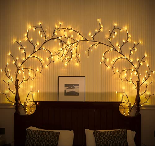 Ciskotu Lichterkette Willow Vine mit Stecker, 144 LEDs Weidenrebe Baum Lichterketten für zimmer, LED Baum Wanddeko Wohnzimmer, Künstliche Lichterzweige Schlafzimmer Deko