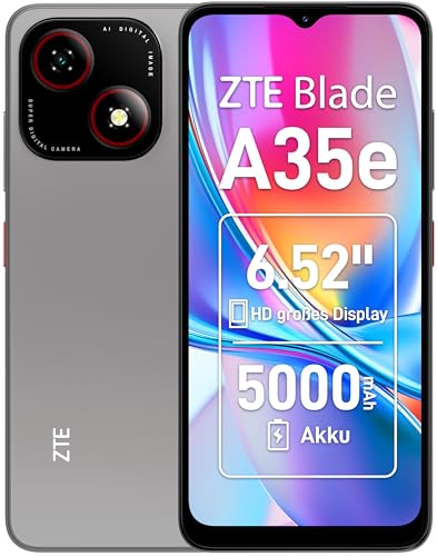 ZTE Blade A35e, Android-Handy, Smartphone ohne Vertrag: 2GB+64GB Speicher, Silvery Gray, 5000 mAh Batterie & 6.52