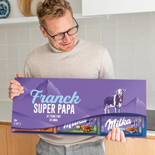 Riesen Milka Schokoladentafel personalisiert mit Botschaft - Geburtstagsgeschenk für Männer und Frauen, personalisierte geschenke mit Milka Schokoladentafeln (6 Tafeln)