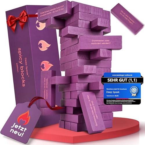 Deep Speak Spicy Blocks – Spiele für Paare zu zweit Valentinstag, Hochzeitstag & Jahrestag | Paarzeit | Date Night Ideen | Anregendes Spiel mit Fragen & Aufgaben für Erwachsene