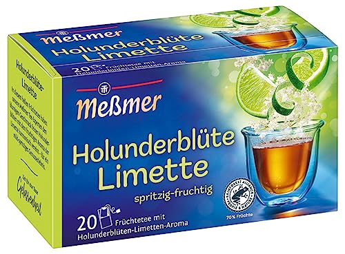 Meßmer Holunderblüte-Limette | 20 Teebeutel | Vegan | Glutenfrei | Laktosefrei