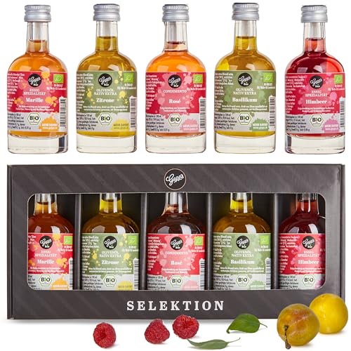 Gepp’s Feinkost Bio Essig und Öl Probier- & Geschenkset I 5 x 50ml hochwertige Essige & Öle in edler Verpackung I Hergestellt nach eigener Rezeptur I Geschenkidee zum Geburtstag