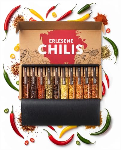 Scharfe Weihnachtsgeschenke für Männer – 10er Set [bis 1.200.000 Scoville] Chili Gewürze Geschenkset für männer – Volles Schärfespektrum | Besonderes Chili Set Geschenke für Männer by TIMBER TASTE®