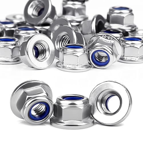 Mbsomnus Sechskant Muttern M8, 25 Stück Flanschmuttern M8 DIN 6926 Selbstsichernde Muttern Edelstahl A2 V2A Regelgewinde Sechskantmuttern Flansch Stopmuttern Klemmmuttern M8/M6/M5/M4