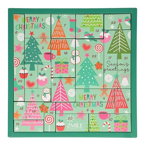 ZMILE COSMETICS Beauty Adventskalender 'Pinetrees' - 24 Überraschungen zum Schminken und Stylen im trendigen Puzzle-Adventskalender mit veganer Kosmetik