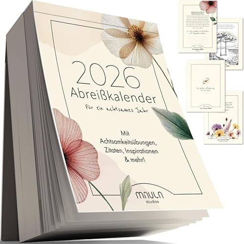 Abreißkalender 2026 täglich – Inspirierender Achtsamkeitskalender & Tischkalender mit 365 Sprüchen & Übungen – Motivationskalender 2026 für mehr Freude, Entspannung & Achtsamkeit im Alltag