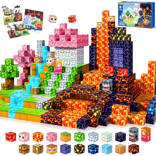 COOLJOYA Magnetische Bausteine, 150 Teile Magnetbausteine ab 4 Jahre, Magnetische Bauwelt Halloween Spielzeug Magnetblöcke für Kinder ab 3 4 5 6 7 8 9 Jahre Verstaubare