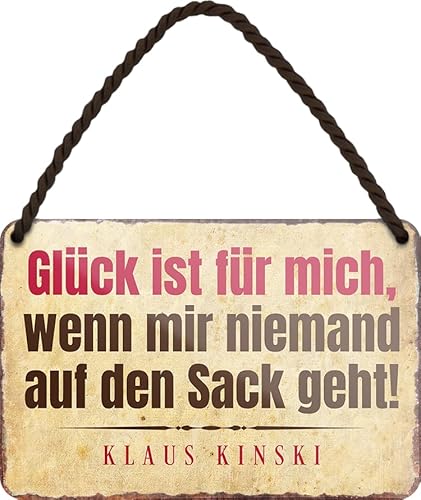 Blechschilder lustiger Spruch: “GLÜCK IST FÜR Mich, WENN Mir NIEMAND AUF DEN Sack GEHT!“ Deko Schild Hängeschild Humor Hauseingang Tür Witziges Geschenk zum Geburtstag oder Weihnachten 18x12 cm