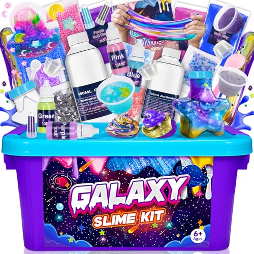 Hapikids Schleim Selber Machen Set, Schleim Kinder Geschenk Mädchen 6 7 8 9 10 11 12 Jahre Galaxy Slime Set zum Selbermachen Junge 6-12 Jahre Geschenkideen DIY Set Kinder Spielzeug Schleimlabor