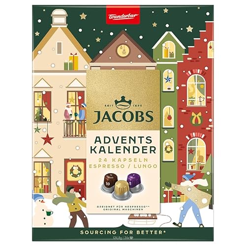 Jacobs Kapsel Adventskalender, 24 Espresso/Lungo Kapseln, Nespresso* kompatible Kaffee Kapseln, 24 Kapseln