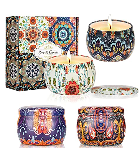 Duftkerzen Geschenke für Frauen - 4 Stück Home Duft Natürliches Aromatherapie Kerzen Set für , 4.4 OZ Tragbare Reisekerzen für Stressabbau, Entspannung des, Weihnachten, Geburtstag, Yoga.