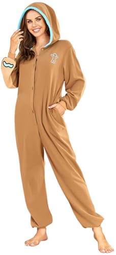 BaeKnyin Black Friday Cyber Monday Weihnachten Jumpsuit mit Hut, niedliche Pyjamas, Heimkleidung-JBRDM-Brown-L1