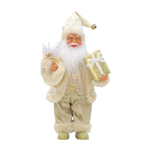 Stehender Weihnachtsmann, Niedliche 30 cm Große Weihnachtsmann Figur für Tischdekorationen, Gold