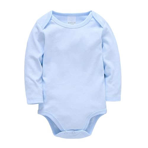 Generisch baby winterkleidung,babysachen jungen 0-6 monate,Plain Cotton Short Sleeve Children's Clothes Boys And Girls Solid Color Clothes Bekleidung (Light Blue, 6-9 Months)