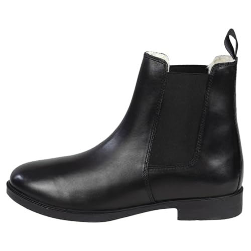 Lazura - Jodhpur Winter Reitstiefeletten Basic Plus | Kinder Stiefeletten | mit Fleece-Futter & Pull-On | schwarze Chelsea Boots aus Leder | Reitschuhe für Jungen & Mädchen | Größe 28