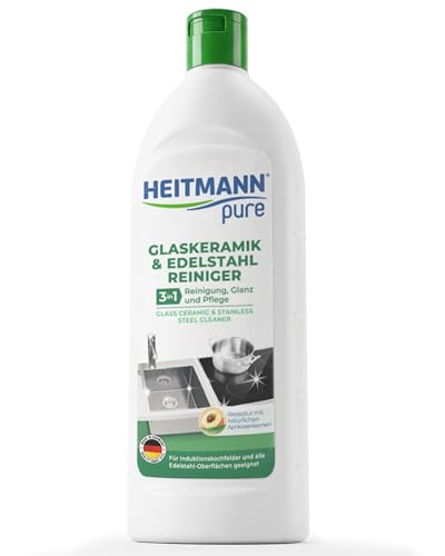 HEITMANN pure Glaskeramik- und Edelstahl Reiniger | 3-in-1 | Reinigung, Glanz und Pflege | 250 ml