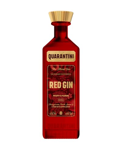 Quarantini Red Gin (500 ml) | Fruchtiger Premium Gin 42% Vol. mit hochwertigen Botanicals aus Granatapfel & Zitrone | Ideal als Geschenk