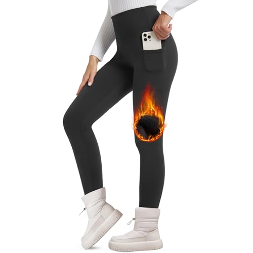 FOTOCITI Thermo Leggings Damen Winter Mit Tasche High Waist