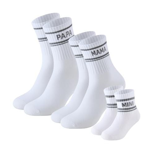 RF&CM Familiensocken Geschenk zur Geburt - Familien Socken Set,Tennissocken Mama Papa Mini Socken, Schwangerschaft Geschenk, Family Socks, Mini Socken, Socken Daddy