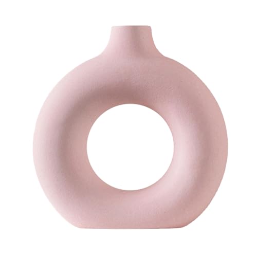 Molyorch Keramik Vase, Runde Form Vasen, Moderne Deko Kunst Vase, für Büro-Desktop-Dekoration, Wohnzimmer Moderne Dekoration, Einzugsgeschenk Hochzeit (Rosa)