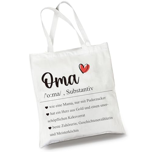 Happirra Baumwollbeutel Oma Geschenke zum Muttertag Geburtstag Weihnachten, Weihnachtsgeschenke Oma, Geschenk Oma Weihnachten Geburtstag, Geschenke für Oma Stofftasche, Beste Oma Geburtstagsgeschenk