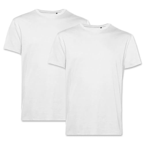 PinkTex Herren T-Shirt (2er Pack) Bio-Baumwolle Rundhals, Weiß, XL
