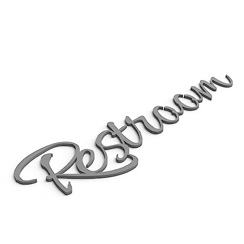 WC Türschild Bath Door Sign Bad Toiletten Klo Schild Gästetoilette Selbstklebend (Grau, Restroom)