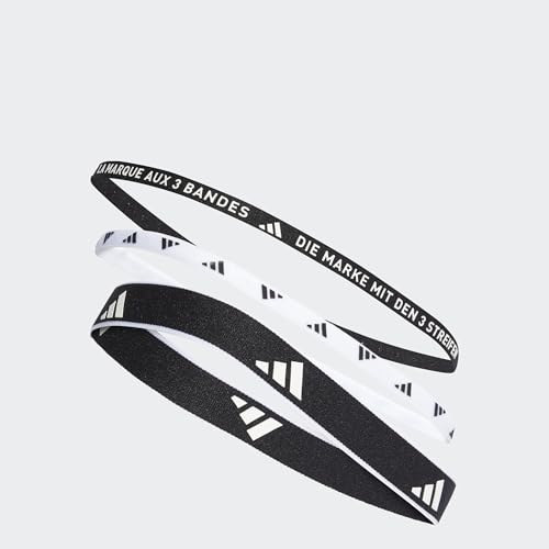 adidas Unisex Multiple Width Training Headbands 3 Per Pack Hairband, Black / White, M