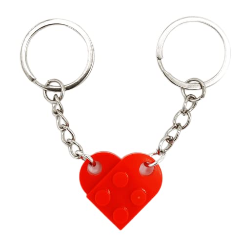 LAC EVERYTHING EVERYWHERE Partner Schlüsselanhänger Herz - Geschenk für Paare & Pärchen – 2-in-1 Herz Anhänger aus Klemmbausteinen – Liebe Geschenk Jahrestag oder Valentinstag (Rot)