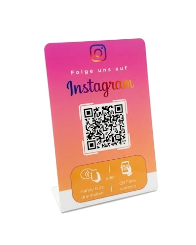 Aufsteller/Schild für Instagram Follower mit QR Code und NFC - farbig