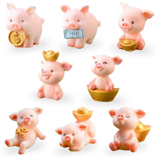 8 Stück Glücksbringer Mini Schwein, Kleines Glücksschwein, Figuren Miniatur, Neujahr Für Mikrolandschaft