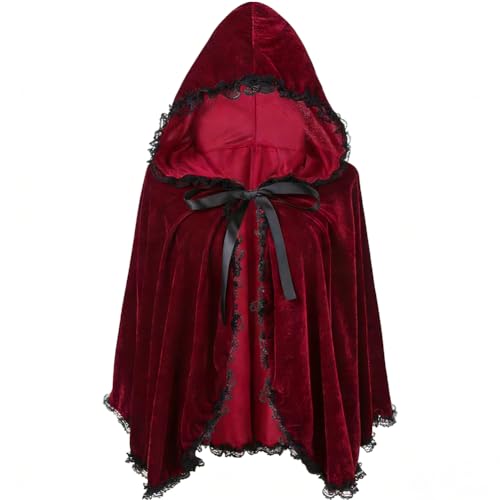 Pipihome Rotkäppchen Kostüm für Damen, Faschingskostüme Damen Umhang mit Rotkäppchen, Karneval Kostüm Damen Erwachsene, Prinzessin Kostüm Red Riding Hood Outfits für Karneval Party Cosplay