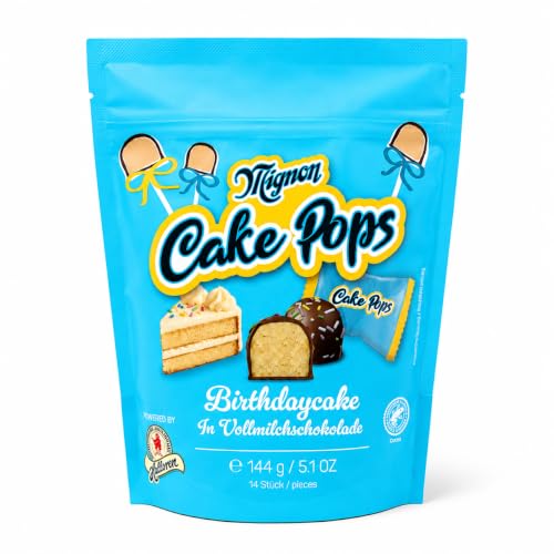 Halloren Cake Pops Birthdaycake – Schoko-Kugeln mit Kuchen-Snack-Füllung & Streuseln in Vollmilchschokolade, 144g (14 Stück)
